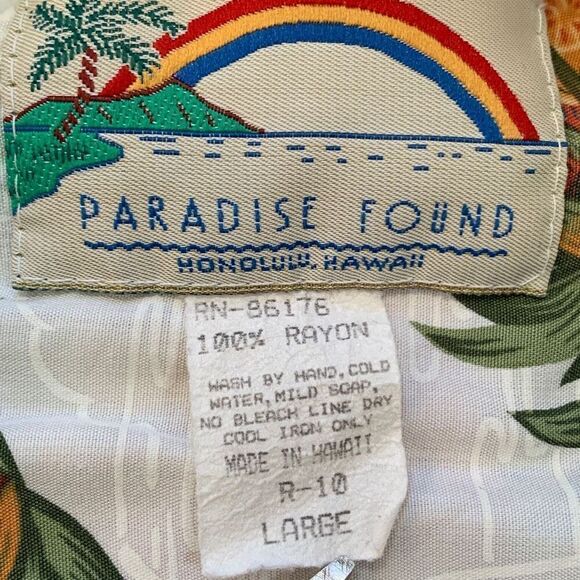 Vintage Paradise Found Shirt Hawaiian Pineapple Printed Boxy Camp Collar Top - Picture 8 of 9